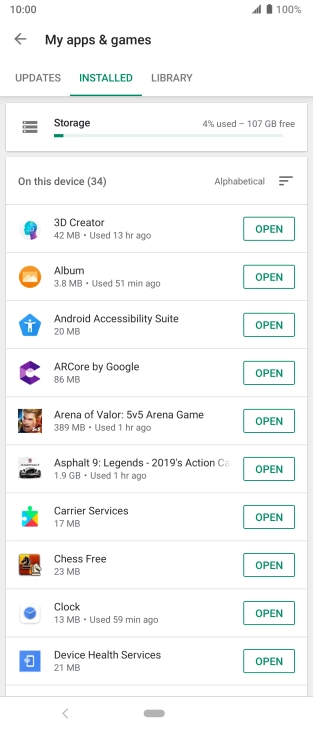 Press the required app.
