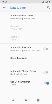 Press the indicator next to 'Automatic time zone' to turn on the function.