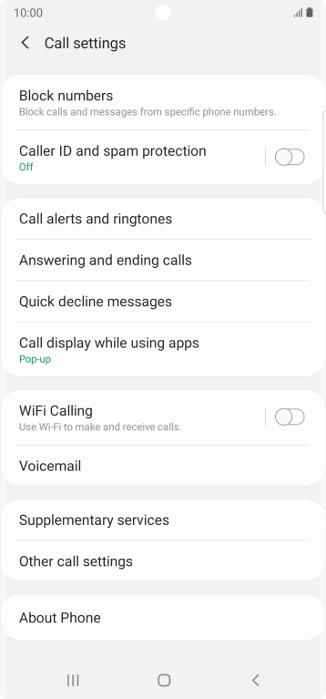 Press the indicator next to 'WiFi Calling' to turn the function on or off.