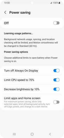 Press the indicators next to the required settings.