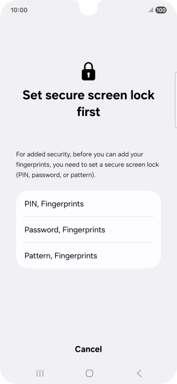 Press the required lock code and follow the instructions on the screen to create an additional lock code.