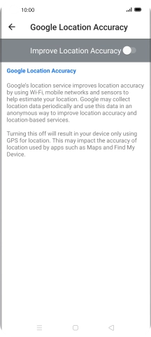 If you press the indicator next to 'Improve Location Accuracy' to turn on the function, your phone can find your exact position using the GPS satellites, the mobile network and nearby WiFi networks. Satellite-based GPS requires a clear view of the sky.