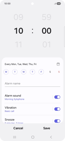 Press the indicator next to 'Alarm sound' to turn on the alarm tone.