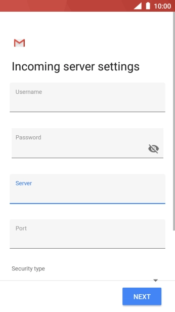 Press the field below 'Port' and key in 110.