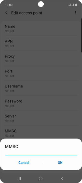 Key in http://mmsc.mms.o2.co.uk:8002 and press OK.