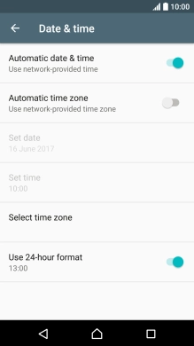 Press the indicator next to 'Automatic time zone' to turn on the function.