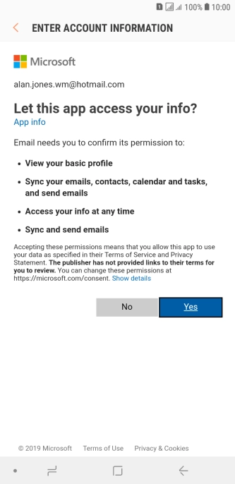 If this screen is displayed, you email account has been recognised and set up automatically. Follow the instructions on the screen to key in more information and finish setting up your phone. If this screen is displayed, you email account has been recognised and set up automatically. Follow the instructions on the screen to key in more information and finish setting up your phone.