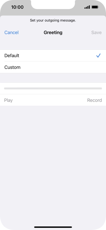 Press Default to select the default greeting.