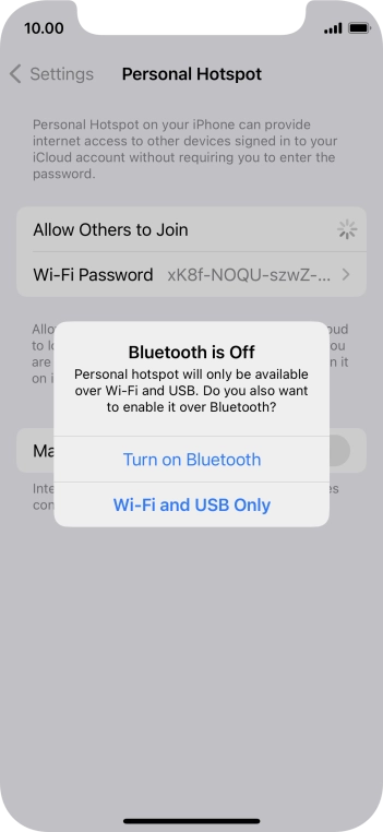 If WiFi is turned on, press Wi-Fi and USB Only.
