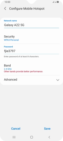 Press the field below 'Password' and key in the required password.