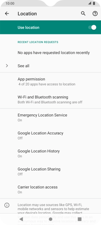 Press Google Location Accuracy.