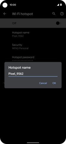 Key in the required WiFi hotspot name and press OK.