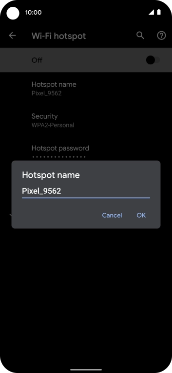 Key in the required WiFi hotspot name and press OK.