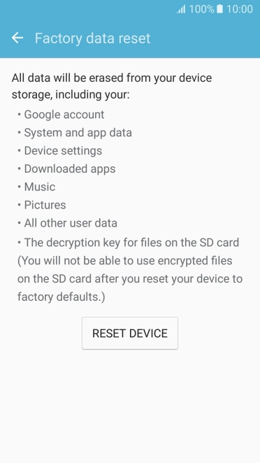 Press RESET DEVICE.