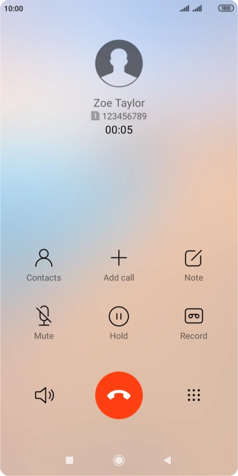 Press the end call icon.