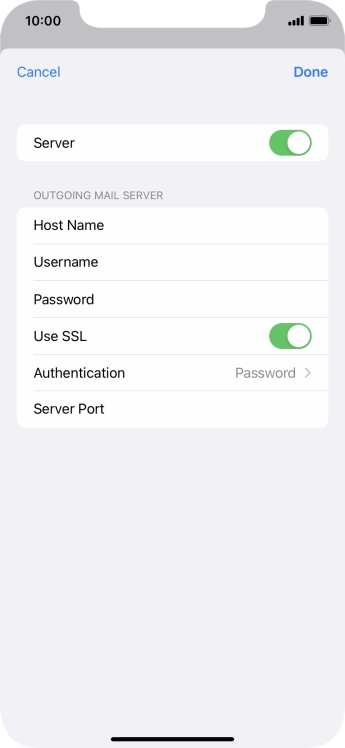 Press the indicator next to 'Use SSL' to turn off the function.