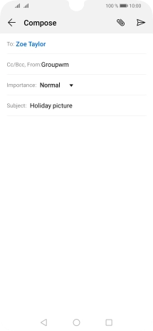 Press the text input field and write the text for your email.