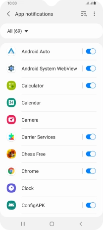 Press the indicators next to the required apps to turn the function on or off.