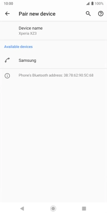 Press the required Bluetooth device and follow the instructions on the screen to pair the device with your phone.