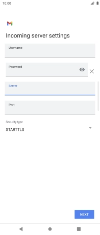 Press the field below 'Port' and key in 143.
