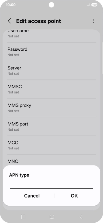 Key in default and press OK.