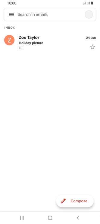 Press the email account icon. Press the email account icon.