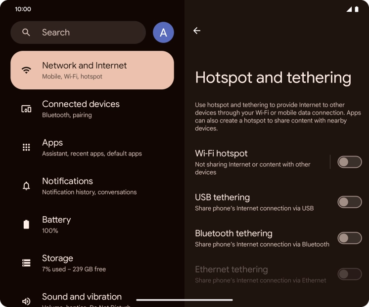Press Wi-Fi hotspot.