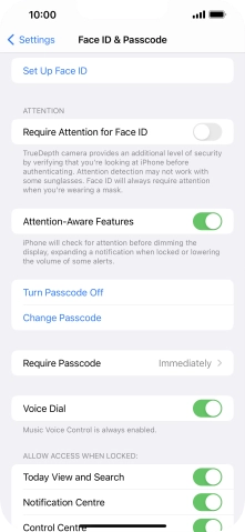 Press Turn Passcode Off and key in the phone lock code.