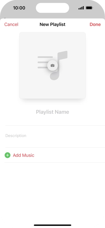 Press the text input field and key in a name for the playlist.
