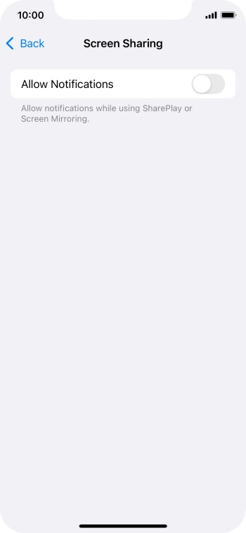 Press the indicator next to 'Allow Notifications' to turn the function on or off.