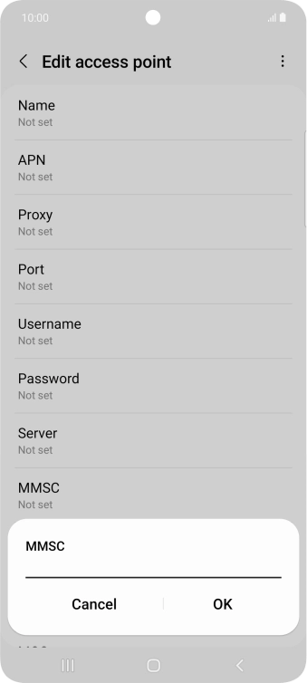 Key in http://mmsc.mms.o2.co.uk:8002 and press OK.