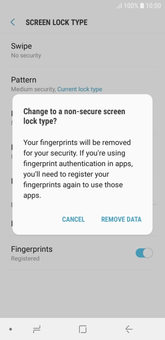 Press REMOVE DATA.