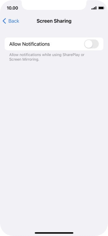 Press the indicator next to 'Allow Notifications' to turn the function on or off.