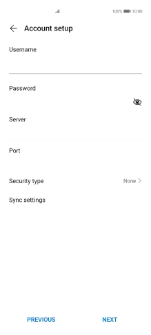 Press the field below 'Server' and key in the name of your email provider's incoming server.