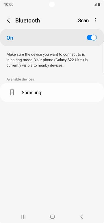 Press the required Bluetooth device and follow the instructions on the screen to pair the device with your phone.