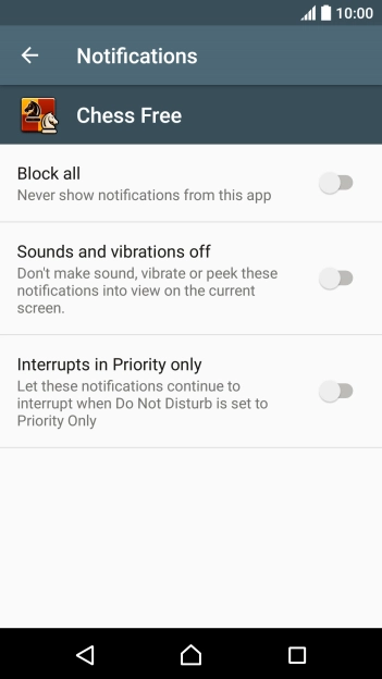 Press the indicator next to 'Block all' to turn the function on or off.