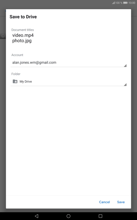 Press the field below 'Folder' and go to the required folder.