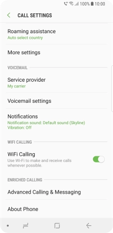 When WiFi Calling is active, the WiFi Calling icon is displayed.