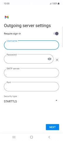Press the field below 'Password' and key in the password of your email provider's outgoing server.