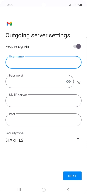 Press the field below 'Password' and key in the password of your email provider's outgoing server.