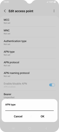 Key in default and press OK.