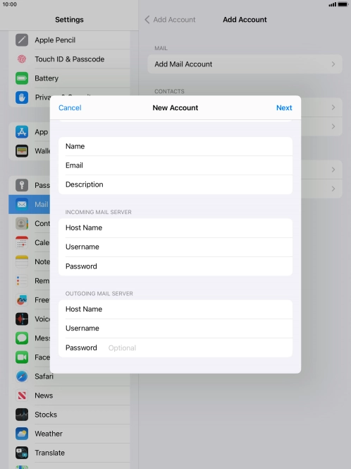 Press Password and key in the password for your email account. Press Password and key in the password for your email account.