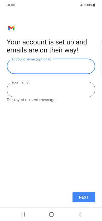 Press the field below 'Your name' and key in the required sender name.