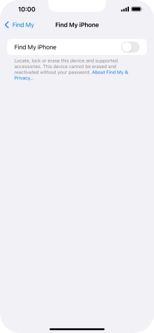Press the indicator next to 'Find My iPhone' to turn on the function.
