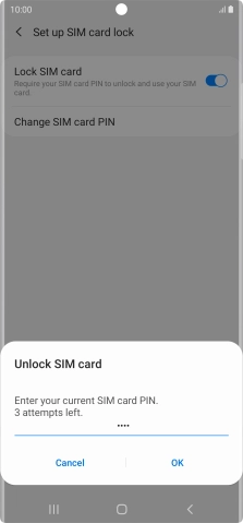 Key in your SIM PIN and press OK. The default SIM PIN is 0000.