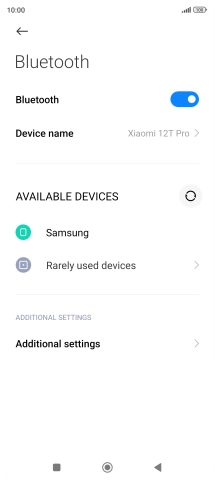 Press the required Bluetooth device and follow the instructions on the screen to pair the device with your phone.