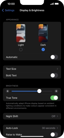 Press the indicator next to 'Automatic' to turn the function on or off.