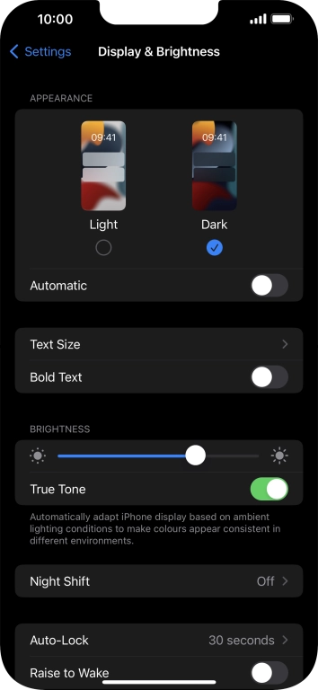 Press the indicator next to 'Automatic' to turn the function on or off.