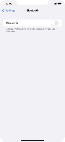 Press the indicator next to 'Bluetooth' to turn on the function.