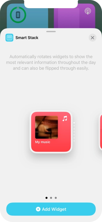 Slide your finger right or left on the screen to select the required widget size. Slide your finger right or left on the screen to select the required widget size.
